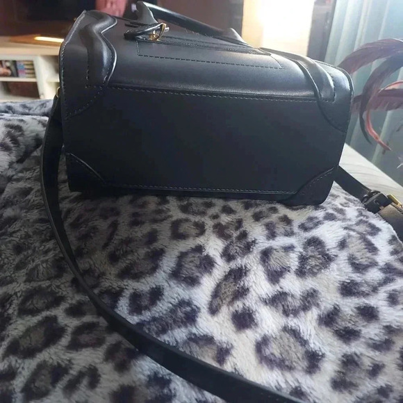 Black Leather Fashion Nano Satchel Bag with Antique Gold Hardware - NWOT - Picture 6 of 16